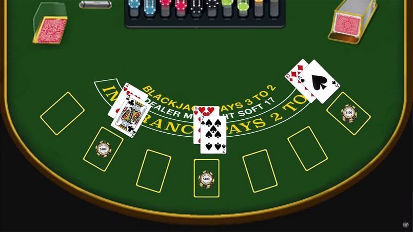 Hình ảnh trò chơi Blackjack trong ứng dụng trực tuyến